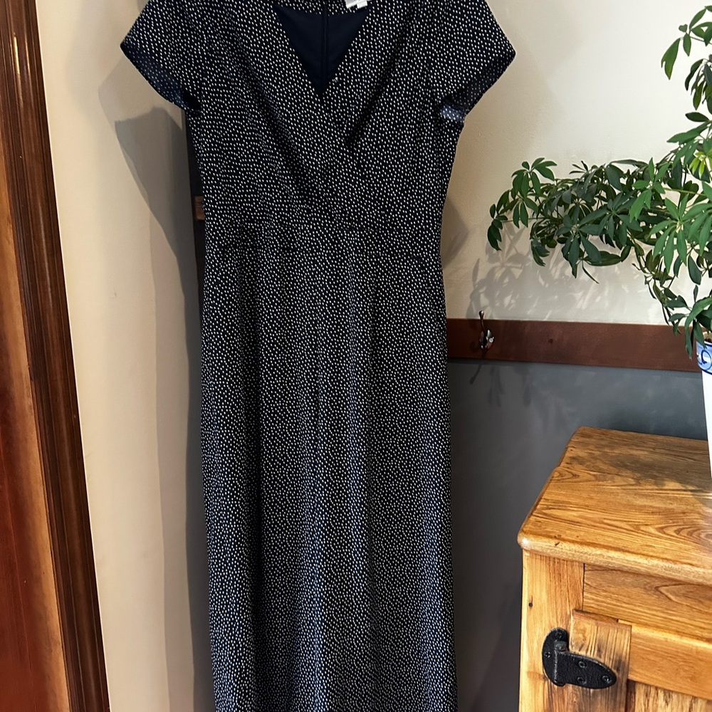 LOFT Gray and Black V-Neck Jumpsuit for Work